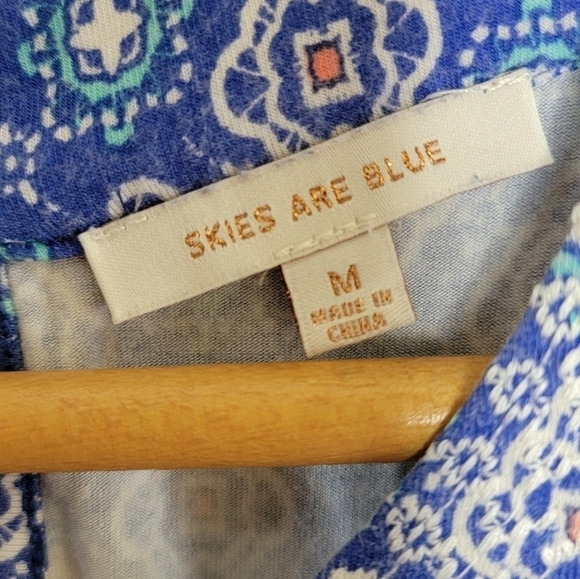 Stitch Fix Skies Are Blue | Blue Medallion Print Halter Tank Top - Picture 3 of 5